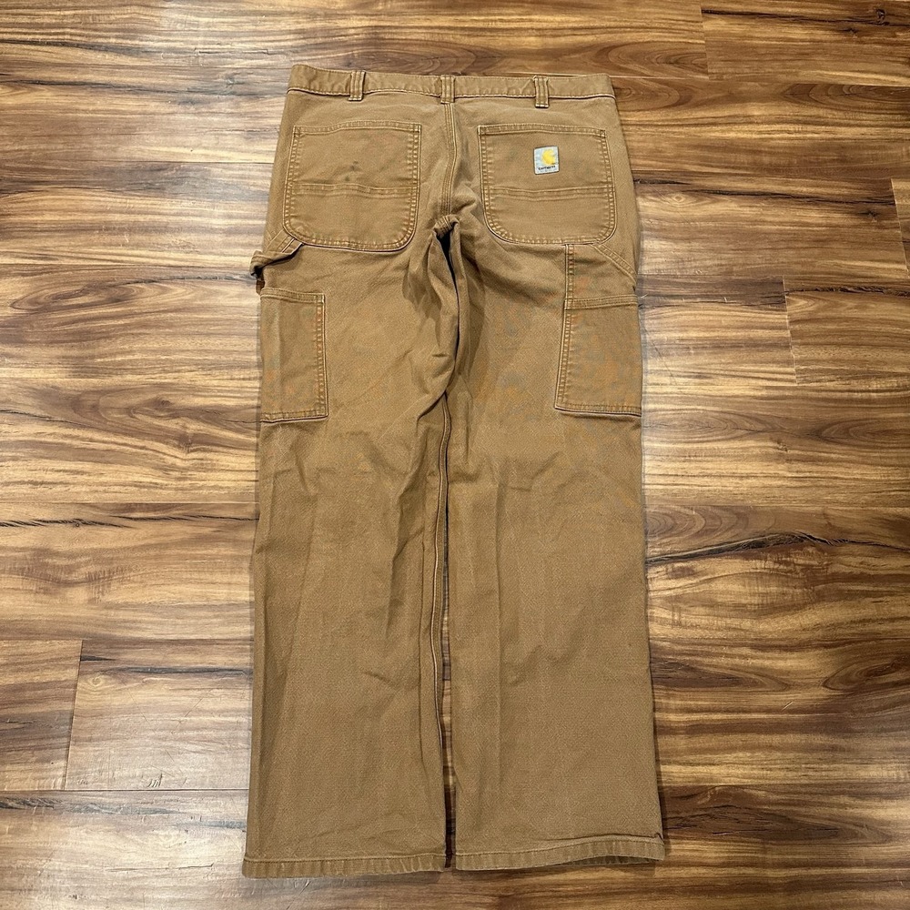 Carhartt Pants Mens 34x30 Brown Rugged Flex Relaxed Fit Work Carpenter Canvas